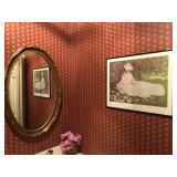 Decorative Oval Mirror and Monet Print