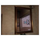 Large Decorative Beveled Mirror in Frame
