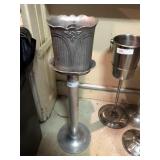 Vintage Aluminum Vine Bucket & Pedestal