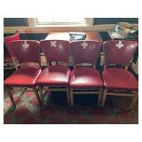 (4) Red Vintage Leather Tack Decorated Chairs