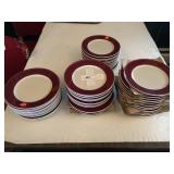 (35) New Rego 7-1/2" Plates with Red Border