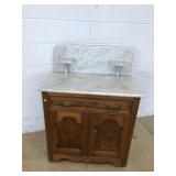 Walnut Marble Top Wash Stand