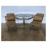 Glass Top Table & (4) Upholstered Chairs