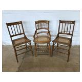 (3) Cane Seat Chairs