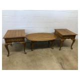 3 Pc. Broyhill Oak Coffee & End Table Set