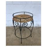 Iron Wicker Covered Plant Stand