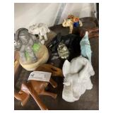 Porcelain & Wood Carved Elephants