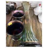 Carnival Glass Vase & Mugs