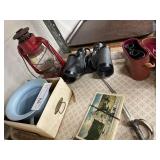 Binoculars, Dietz Lantern, Enamel Cup,