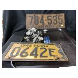 (2) PA License Plates & Vtg. Candleholders