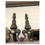 (2) Early Cast Brass Andirons