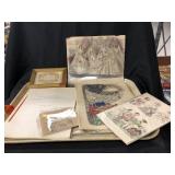 French Fashion Prints, Folk Art Sketch,