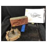 Folk Art Print, Whiskey Ashtray & Brick