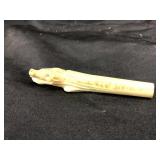 Unusual Bone Carved Walking Stick Handle