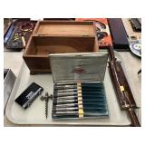 Bureau Box, Carving Set, Binoculars, etc.