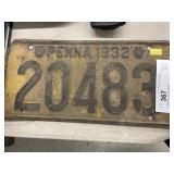 1932 PA License Plate