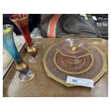 Pink Depression Glassware & Overlaid Vases