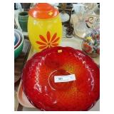 Art Glass Bowl & Glass Canister