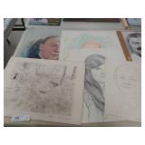 AF & TF Hermansader Oil on Board, Pencil Sketches,