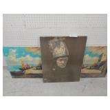 (3) Unsigned Oil on Canvas