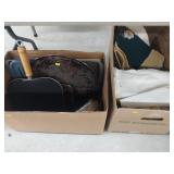 4 Boxes- Towels, Framed Goods, Textiles,