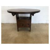 Pine Primitive Circular Bench Table