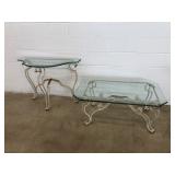Metal Base Glass Top Table Set