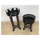 (2) Metal & Wood Circular Planters