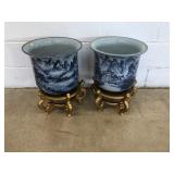 2 Porcelain Planters