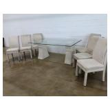 Glass Top Dining Room Table w/ 6 Chairs