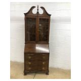 Contemporary Oak Slant Lid Bookcase Desk