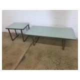 2 Pc. Metal Glass Top End & Coffee Table
