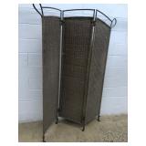 Iron Wicker Covered 3-Part Dressing Screen