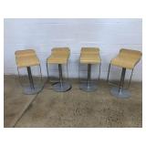 (4) Mid Century Adjustable Bar Stools