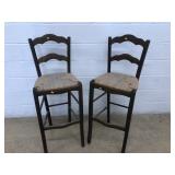 (2) Contemporary Rush Seat Bar Stools