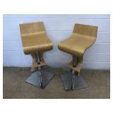 (2) Mid Century Bar Adjustable Stools