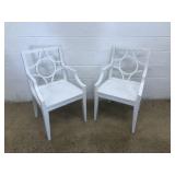 (2) Softwood White Painted Arm Chairs