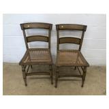 (2) Cane Seat Paint Decorated Side Chairs