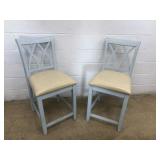 (2) Painted, Vinyl Upholstered Stools