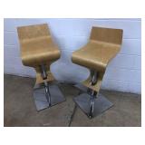 (2) Mid Century Bar Adjustable Stools