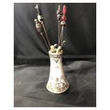 Nippon Hatpin Holder with Hat Pins