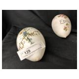 2 Vintage Glass Hand Painted Easter Eggs