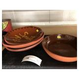 (4) Ned Foltz Glazed Redware Plates