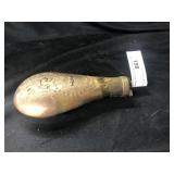 Vtg. Embossed Brass Powder Flask