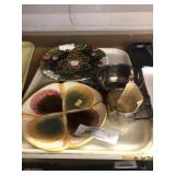 (2) Majolica Plates & Silverplate Items