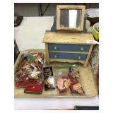 Vtg. Cardboard House & Nursery Figures, Dresser,