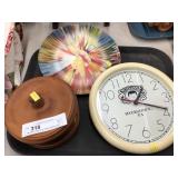 Wooden Collar Box, Smith Candies Clock & Plate