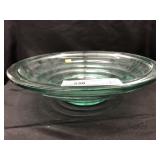 Contemporary Green Ribbed Glass Bowl
