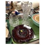 Pattern Glass Vase, Heisey Creamer, Ruby Glass