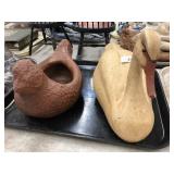Pottery Planter Duck & Composition Duck